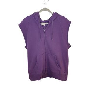 Aritzia TNA Cozy Boyfriend Fleece Purple Vest Full Zip Size Medium